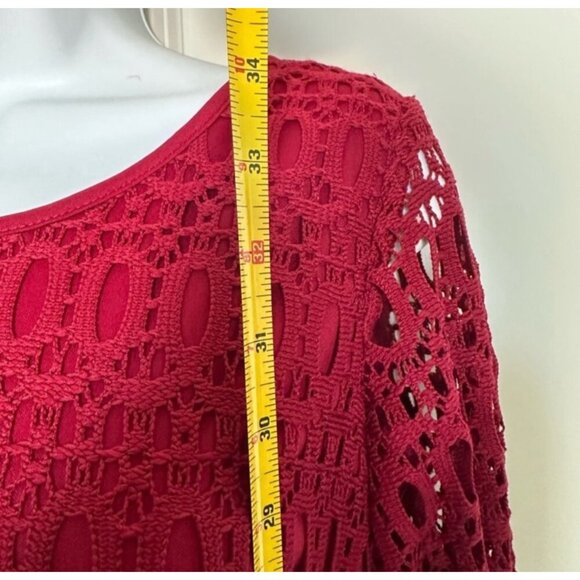 Petite 6 Burgundy Crochet Lace Dress By Established 1962 - Picture 6 of 9